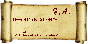 Horváth Alpár névjegykártya